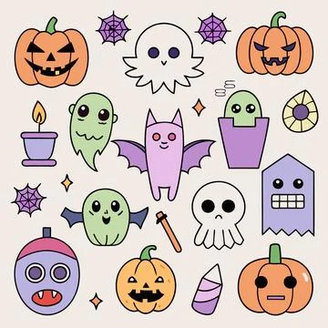 Happy halloween banner vector ghost spooky pumpking card template Stock Illustration