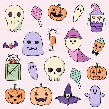 Happy halloween banner vector ghost spooky pumpking card template Stock Illustration