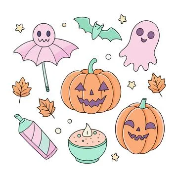 Happy halloween banner vector ghost spooky pumpking card template Stock Illustration