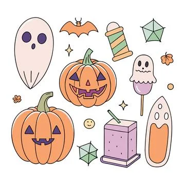 Happy halloween banner vector ghost spooky pumpking card template Stock Illustration