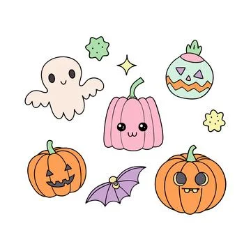 Happy halloween banner vector ghost spooky pumpking card template Stock Illustration