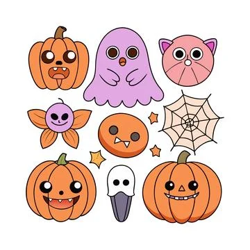 Happy halloween banner vector ghost spooky pumpking card template Stock Illustration