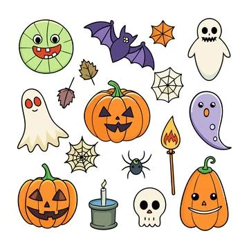 Happy halloween banner vector ghost spooky pumpking card template Stock Illustration