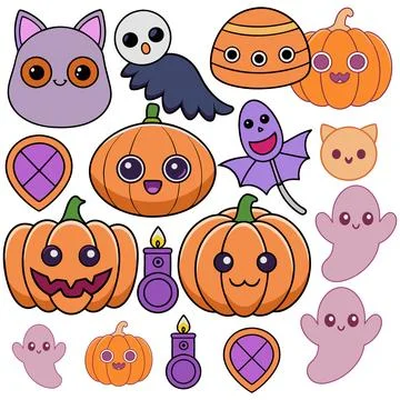 Happy halloween banner vector ghost spooky pumpking card template Stock Illustration