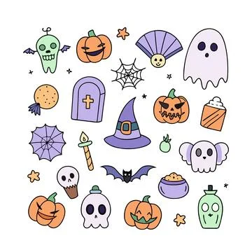 Happy halloween banner vector ghost spooky pumpking card template Stock Illustration