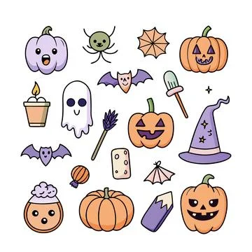 Happy halloween banner vector ghost spooky pumpking card template Stock Illustration