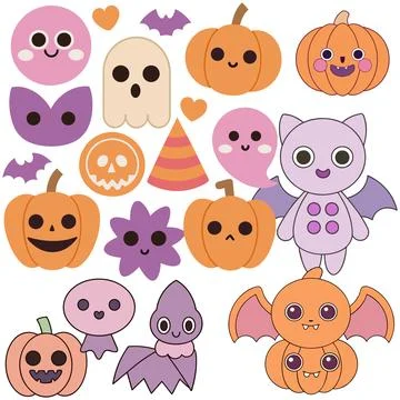 Happy halloween banner vector ghost spooky pumpking card template Stock Illustration
