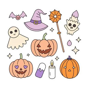 Happy halloween banner vector ghost spooky pumpking card template Stock Illustration