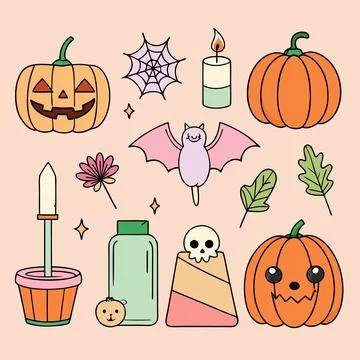 Happy halloween banner vector ghost spooky pumpking card template Stock Illustration