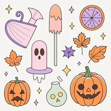 Happy halloween banner vector ghost spooky pumpking card template Stock Illustration