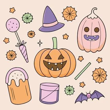 Happy halloween banner vector ghost spooky pumpking card template Stock Illustration