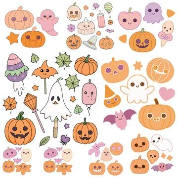 Happy halloween banner vector ghost spooky pumpking card template Stock Illustration