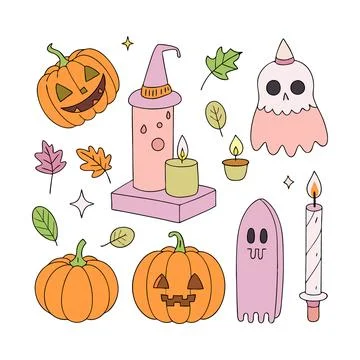 Happy halloween banner vector ghost spooky pumpking card template Stock Illustration