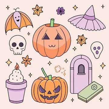 Happy halloween banner vector ghost spooky pumpking card template Stock Illustration
