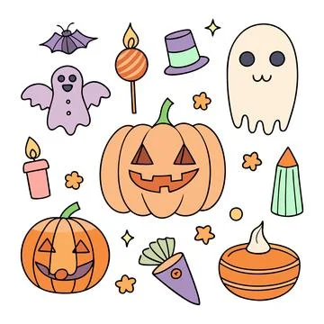 Happy halloween banner vector ghost spooky pumpking card template Stock Illustration
