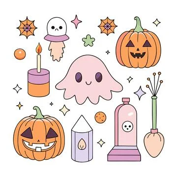 Happy halloween banner vector ghost spooky pumpking card template Stock Illustration