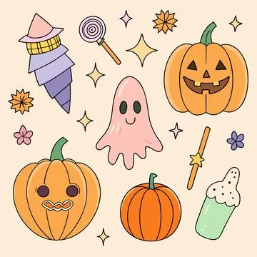 Happy halloween banner vector ghost spooky pumpking card template Stock Illustration