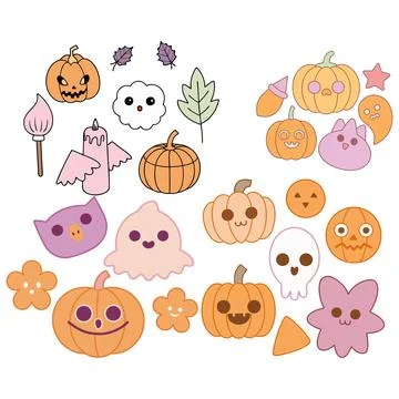 Happy halloween banner vector ghost spooky pumpking card template Stock Illustration