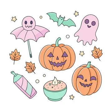 Happy halloween banner vector ghost spooky pumpking card template Stock Illustration