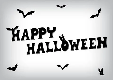 Happy halloween bat text Stock Illustration