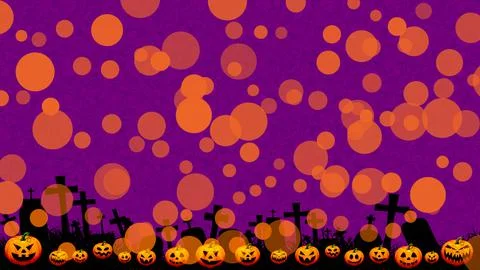 Happy Halloween bokeh effect background illustration design with pumpkins. Stock Illustration