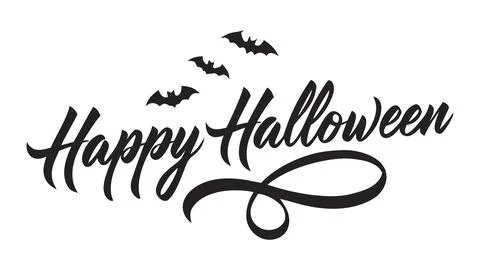 Happy Halloween calligraphic script lettering text vector Stock Illustration