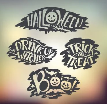 Happy Halloween Calligraphy backgrounds. Vector  banner Stock Illustration
