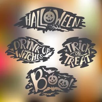 Happy Halloween Calligraphy backgrounds. Vector  banner Stock Illustration