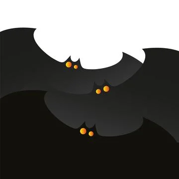 Happy Halloween Card Base Template with Flying Bats with Glowing Red Eyes C.. Stock Illustration