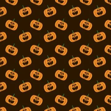 Happy halloween card with pumpkins pattern background Illustrazione stock