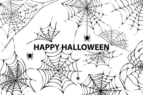 Happy Halloween Cobweb Spiders Vector Illustration Illustrazione stock