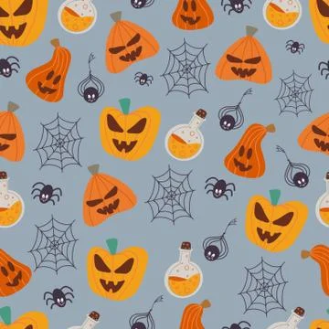 Happy halloween concept. Seamless pattern of pumpkins. Beautiful illustration Illustrazione stock