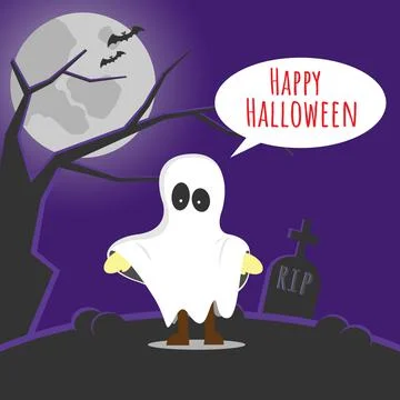Happy Halloween From Cute Ghost Stock Illustration