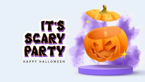 Happy Halloween day. Empty Pumpkin bag basket for sweets candy with scary s.. Stock Illustration