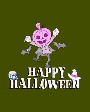Happy Halloween Decorations Pumpkin With Ghost T Shirt Design Illustrazione stock