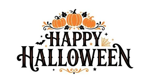 Happy halloween decorative text with pumpkins Ilustração Stock
