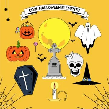 Happy Halloween design elements. Stock Illustration