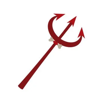 Happy halloween, devil fork with bone trick or treat celebration flat icon style Stock Illustration