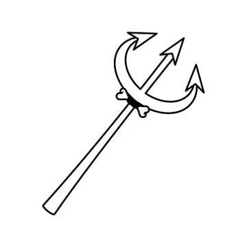 Happy halloween, devil fork with bone trick or treat celebration line icon style Stock Illustration