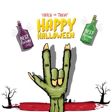 Happy halloween doodle design elements set isolated on white background. vector Stock Illustration