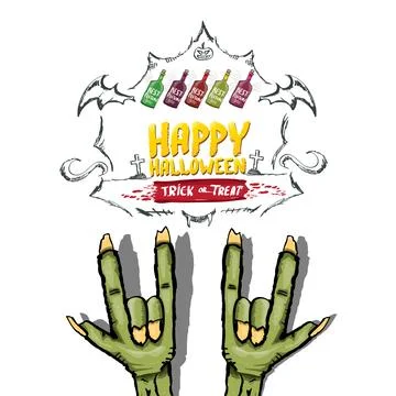 Happy halloween doodle design elements set isolated on white background. vector 스톡 일러스트
