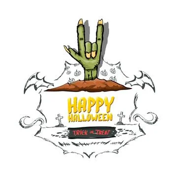 Happy halloween doodle design elements set isolated on white background. vector 库存插图