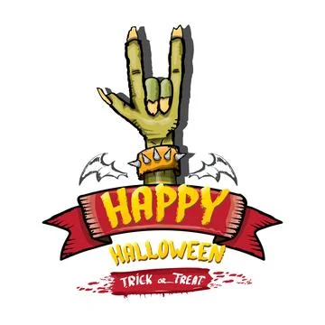 Happy halloween doodle design elements set isolated on white background. vector Illustrazione stock