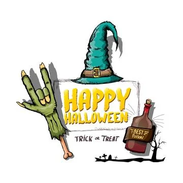 Happy halloween doodle design elements set isolated on white background. vector 库存插图