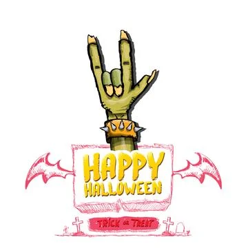 Happy halloween doodle design elements set isolated on white background. vector Illustrazione stock