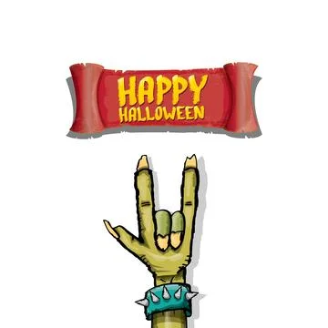 Happy halloween doodle design elements set isolated on white background. vector Stock Illustration