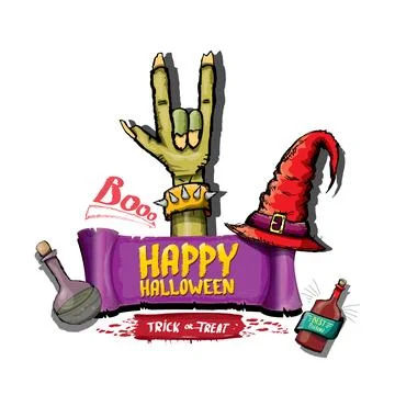 Happy halloween doodle design elements set isolated on white background. vector 스톡 일러스트