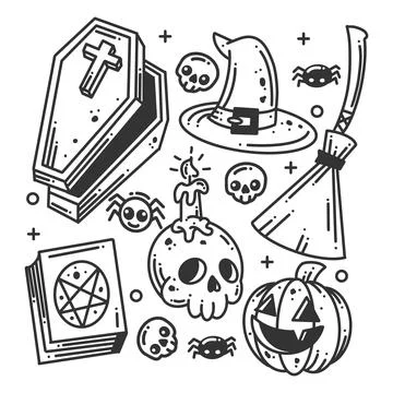 Happy Halloween elements icon collection Stock Illustration