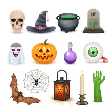 Happy Halloween elements isolated on white Stock Illustration