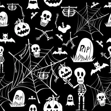 Happy halloween elements seamless pattern background eps10 file. 스톡 일러스트